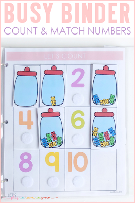 Count and Match Numbers Number Sense Busy Binder Activity