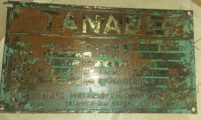TANABE H-73 AIR COMPRESSOR USED