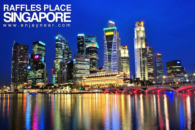 Raffles Place Buildings, Merlion, Singapore, Night, Nightscape, Shoot