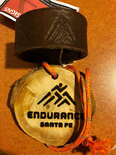 Santa Fe finisher medal and leather wristband (special gift from the race director)