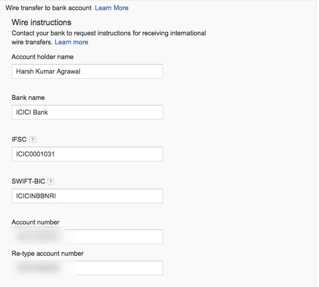 how to add bank account details in google adsense
