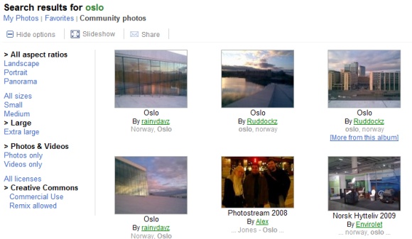 Picasa Web Albums indexes tags