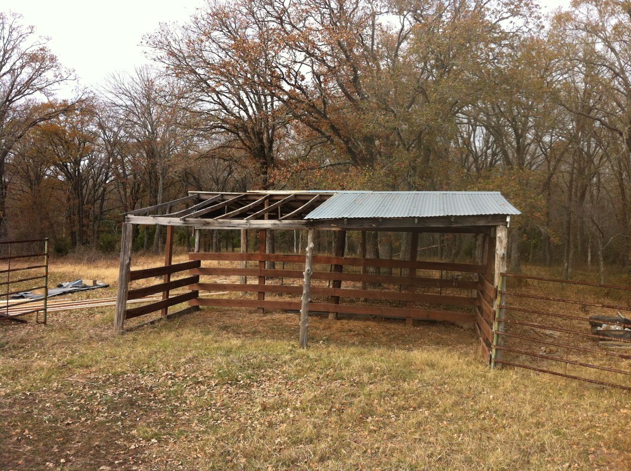Before: cow shed leaning to the right