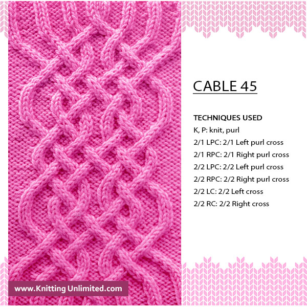 [Advanced Cable Knitting] Start the Cable Project of Your Dreams with Cable No 45, 44 stitches and 64-row, giving you those gorgeous braids.