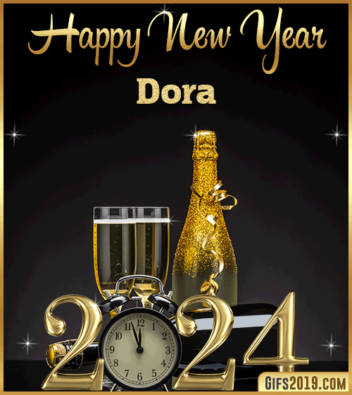 Champagne Bottles Glasses New Year 2024 gif for Dora