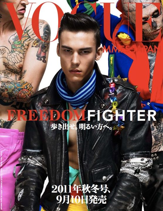 Chris Colton, Rick Genest and Bradley Soileau by Terry Tsiolis for Vogue Hommes Japan