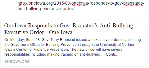 OneIowa Responds to Gov. Branstad’s Anti-Bullying Executive Order