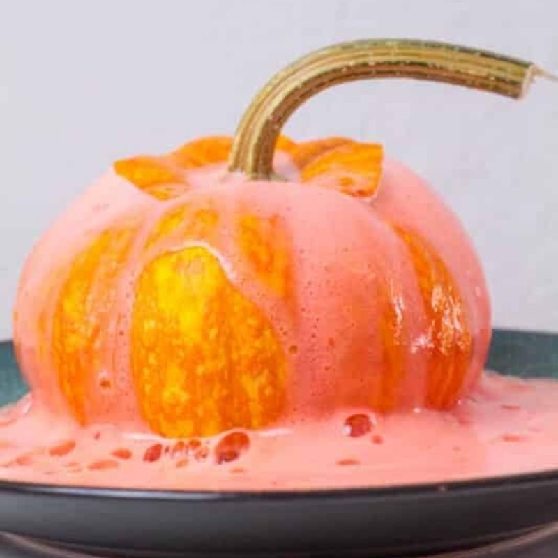 pumpkin volcano with baking soda and vinegar