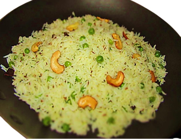 Recipe For Rice with peas sauteed with cumin.