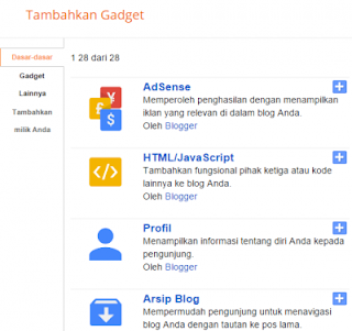 Cara Memasang Widget Atau Gadget di Blogger