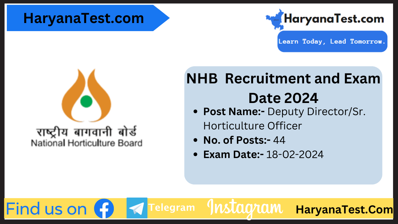 NHB DD/SHO Recruitment and Exam Date 2024