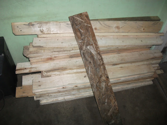 stockpiled wooden palette scrap