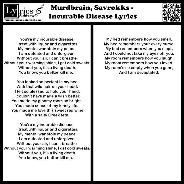 Murdbrain, Savrokks - Incurable Disease Lyrics | lyricsassistance.blogspot.com