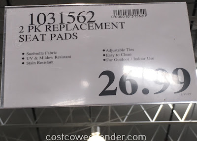 Costco 1031562 - Deal for a 2 pack of Sunbrella Outdoor Seat Pads at Costco