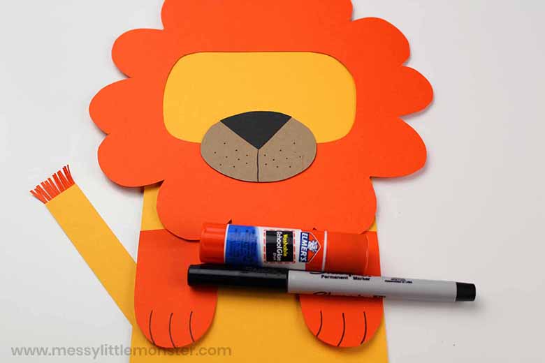 lion paper bag puppet craft