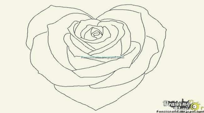Hearts With Roses Drawings