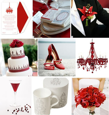 Beautiful place setting featuring red table runners white napkins