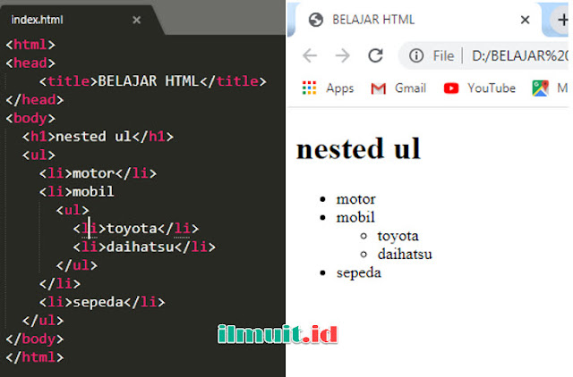 List juga dapat dibuat di dalam sebuah list (nested list)