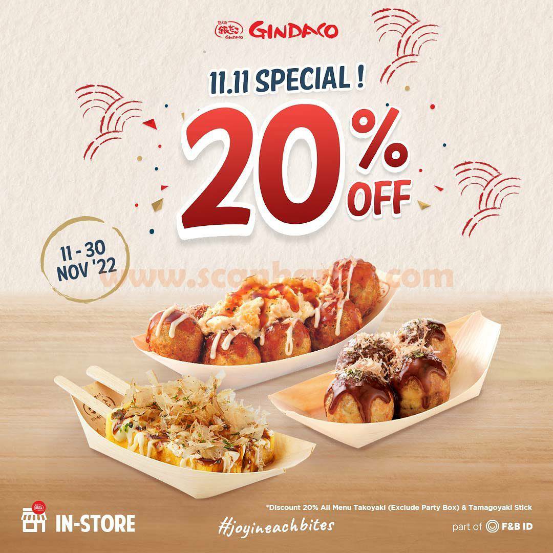 GINDACO Promo SPECIAL 11.11 Diskon hingga 20%