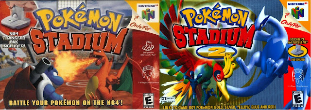 Game covers for the Pokemon games, Pokemon Stadium and Stadium 2 for Nintendo N64