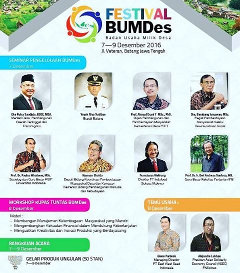 Event Batang | 7-9 Desember 2016 | Festival Badan Usaha Milik Desa (BUMDes) 2016