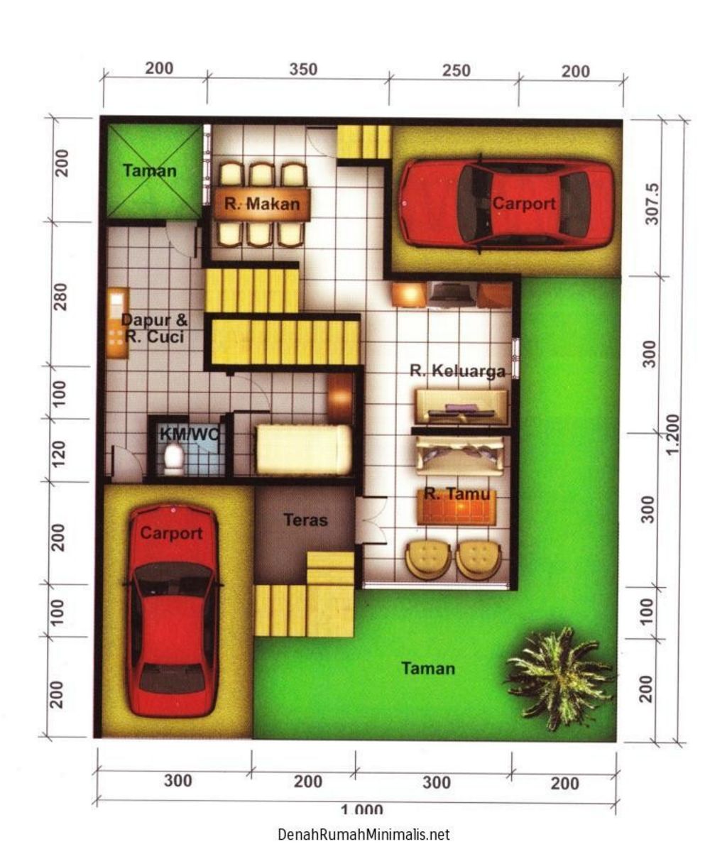 100 Denah Rumah Minimalis Hook 1 Lantai  Gambar Desain 