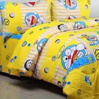  Sprei  Murah dengan design lucu motif Doraemon  kuning 