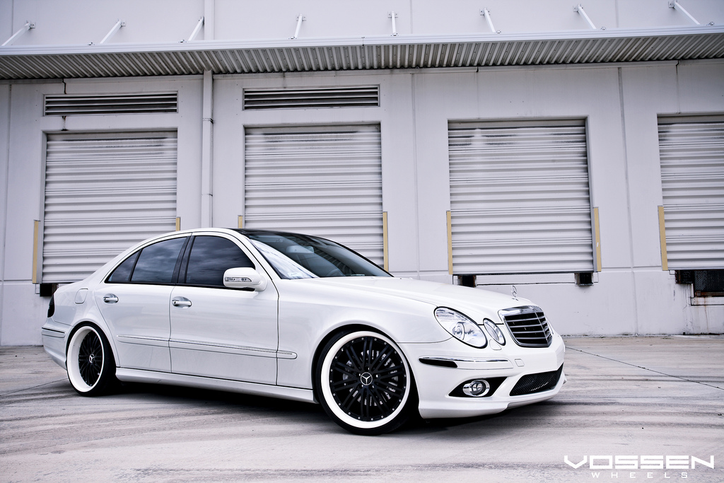 MercedesBenz EClass W211 White on Vossen Wheels