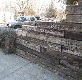 railroad tie retaining wall
