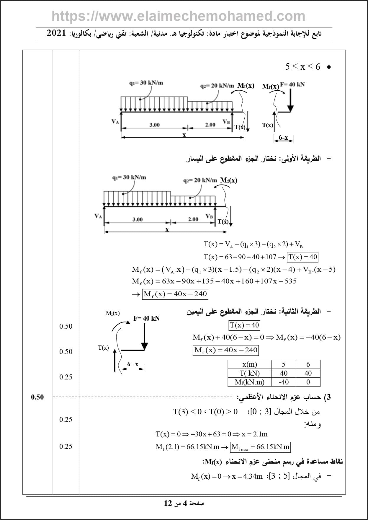 اختبار مادة الهندسة المدنية