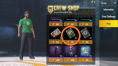 PUBG Mobile crew shop