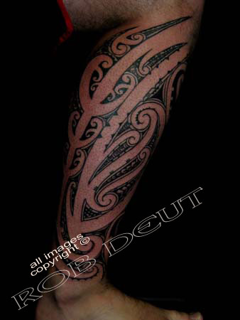 Tribal Leg Sleeve Tattoo