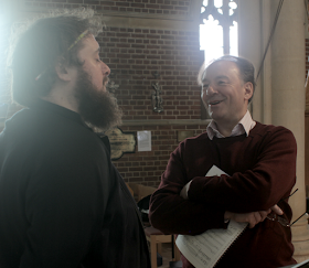 Allan Clayton and Ian Venables at the recording session for Love Lives Beyond the Tomb