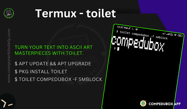 termux toilet, command , hack termux, pdf