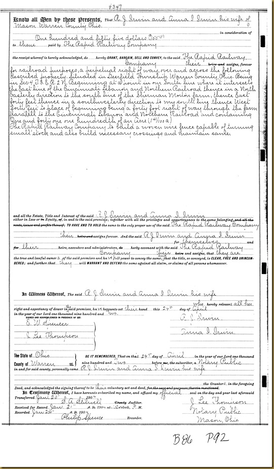 Robert James Irwin and Anna J. (Devall) Irwin rightway Rapid Railways 1902