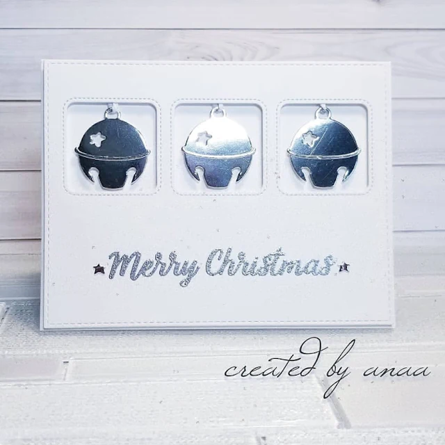 Sunny Studio Stamps: Silver Bell Dies Christmas Trimmings Customer Card by Ana A