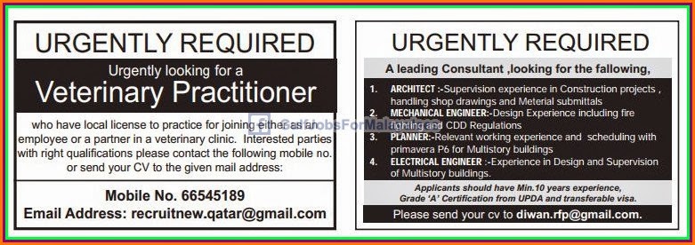 Urgently Required For Qatar