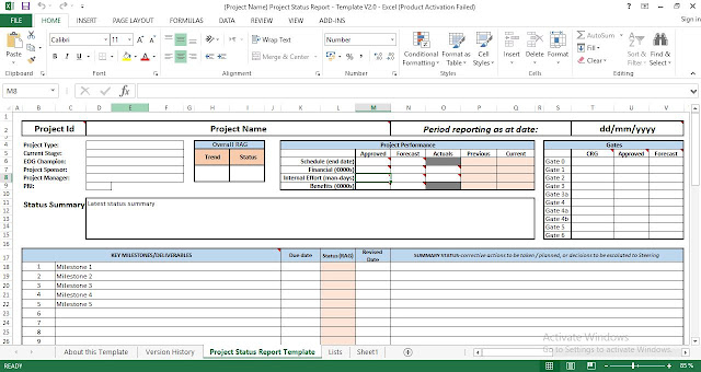 Project Status Report Excel Template