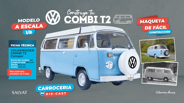 Volkswagen Combi T2 camper 1:8 Salvat Perú