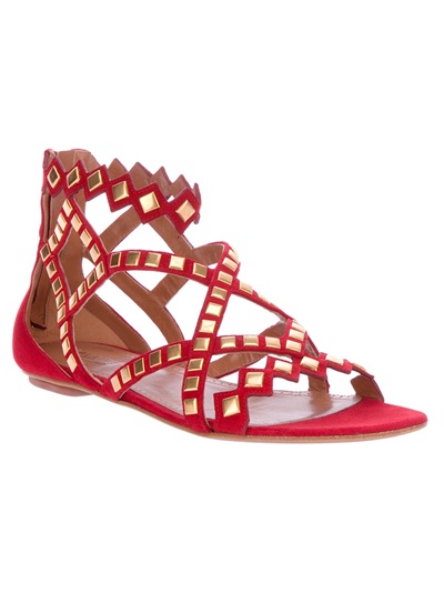 ... alaia gladiator sandal red chamois leather sandals from azzedine