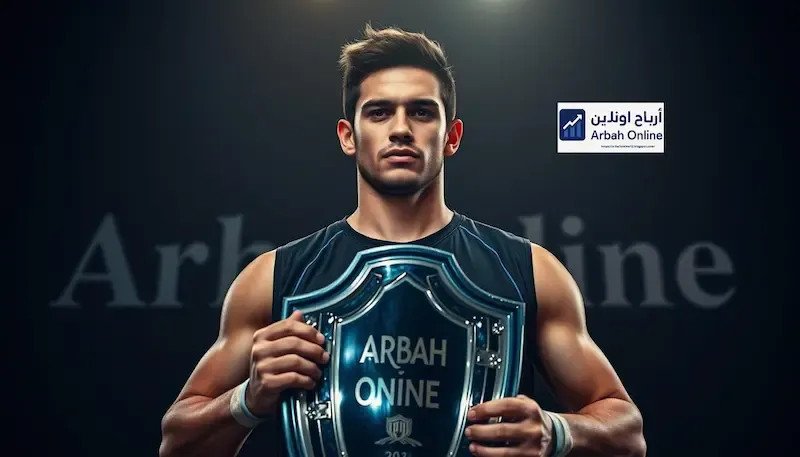 رياضي محترف يحمل جائزة بفخر