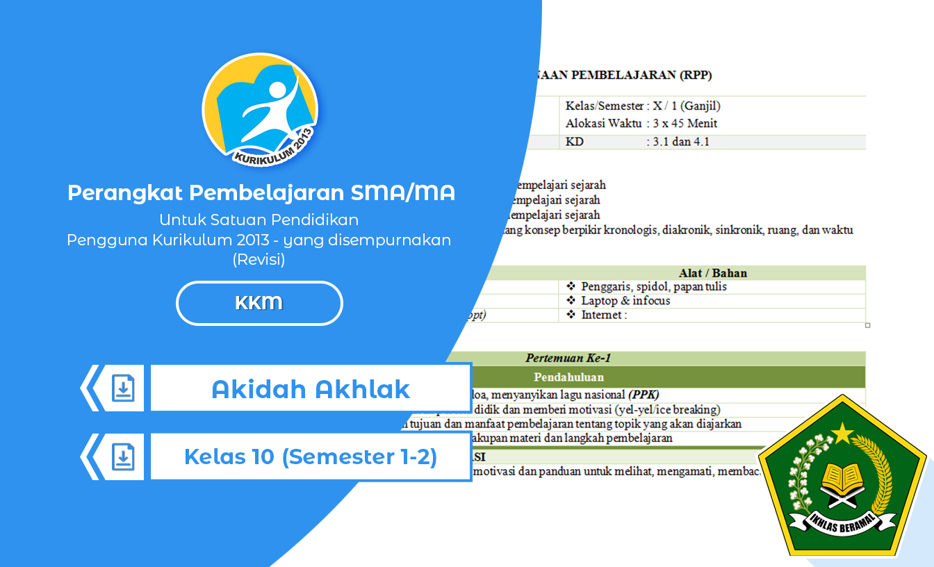 KKM Akidah Akhlak Kelas 10 MA Tahun 2022/2023