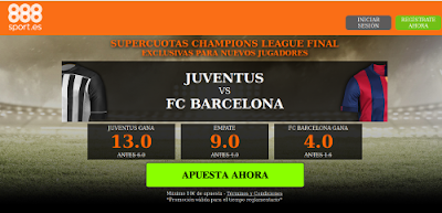 888sport Supercuota Mejorada Final Champions League Juventus vs Barcelona 6 junio