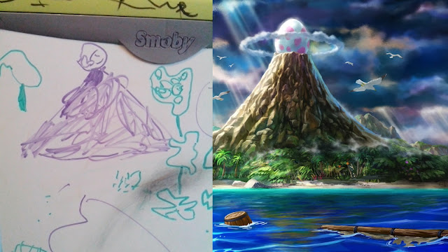 Dessin de mon enfant 4 ans qui a dessiné la montagne oeuf de The Legend of Zelda: Link's Awakening