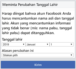 ubah tanggal lahir fb yang sudah limit