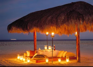 romantic beach dinner wallpaper