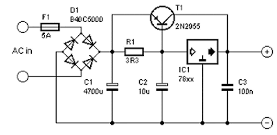 5 A stabilized Power Supply Circuit Diagram