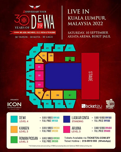 TIKET ANNIVERSARY TOUR 30 YEARS OF DEWA 19 MULA DIJUAL HARI INI