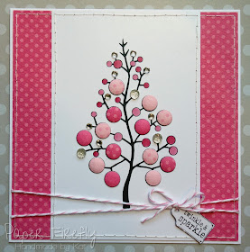 Modern Christmas card in pink using Bubble Tree stamp