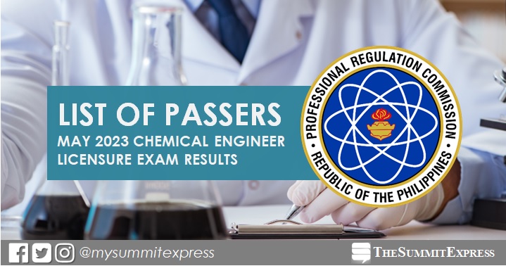 FULL RESULTS: May 2023 Chemical Engineer ChemEng board exam list of passers